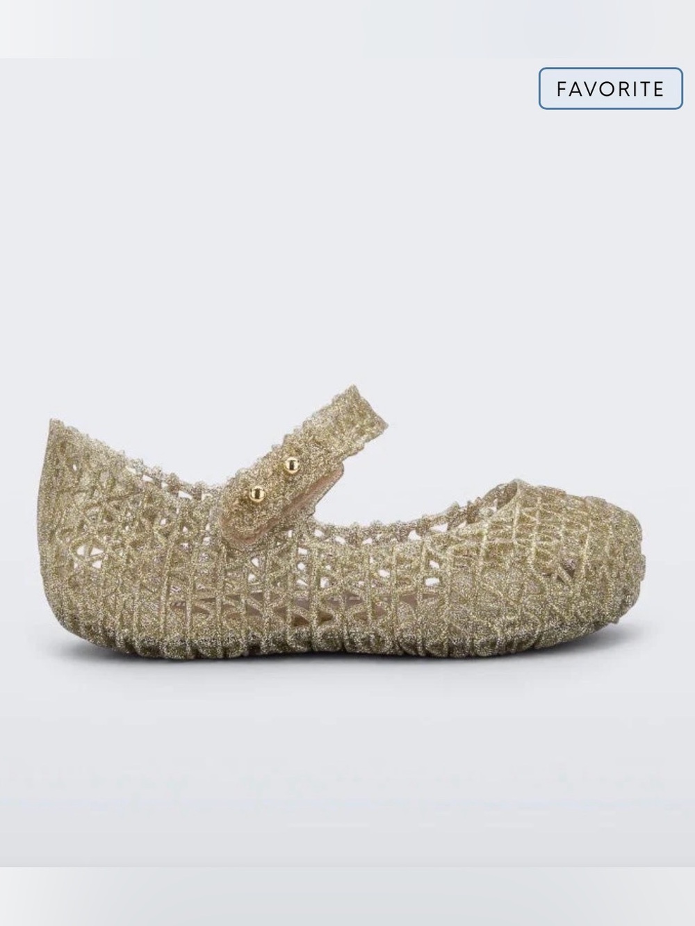 Mini Melissa Girls' Gold Glitter Mary Jane Jelly Flat